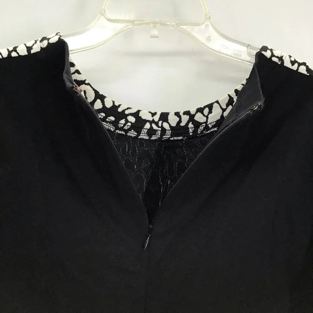 Kate Spade NY Leopard Jacquard Panel Top Career Black/White Size Medium